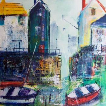 Painting titled "Quayside" by Helen Kaminsky, Original Artwork