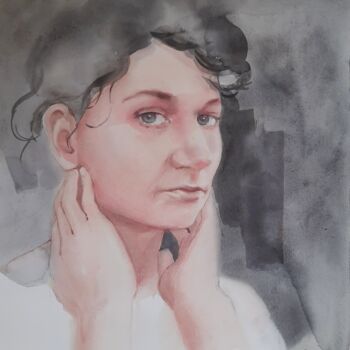 Painting titled "The solitude" by Anna Hnatiuk, Original Artwork, Watercolor