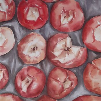 Pittura intitolato "Baked apples" da Anna Hnatiuk, Opera d'arte originale, Acquarello