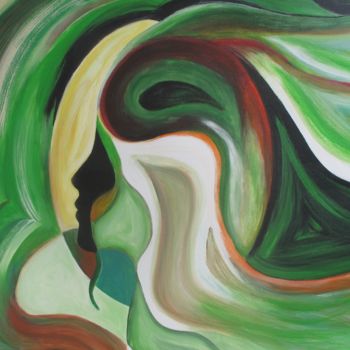 Peinture intitulée "Green Fairy" par Mónika Hóbor, Œuvre d'art originale, Acrylique