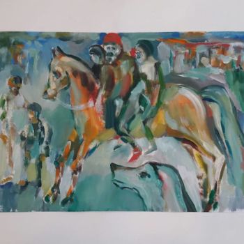 Painting titled "horses" by Şenol Podayva, Original Artwork, Acrylic