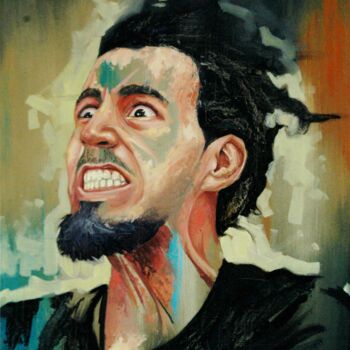 Painting titled "autoportrait oulmi…" by Hocine Oulmi, Original Artwork, Oil