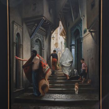 Painting titled "La Main de Fatma" by Hocine Ziani, Original Artwork, Oil