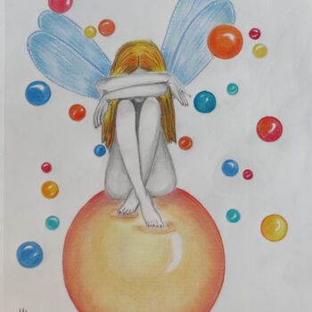 Dibujo titulada "Fée des bulles" por Nat'S Art, Obra de arte original, Lápiz