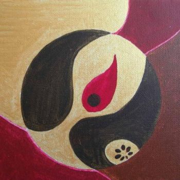 Peinture intitulée "mandala rouge et no…" par Catherine Hohenberg, Œuvre d'art originale