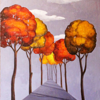 Pintura intitulada "Autumn 2021" por Hojamuhammet Churiyev, Obras de arte originais, Óleo