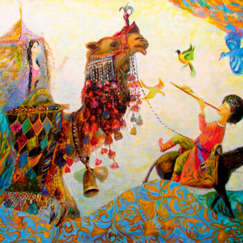 Pittura intitolato "Kejebe" da Hojamuhammet Churiyev, Opera d'arte originale, Olio
