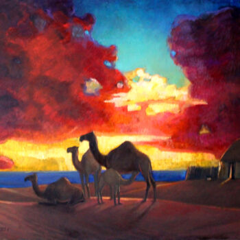 Pintura intitulada "Dawn" por Hojamuhammet Churiyev, Obras de arte originais, Óleo