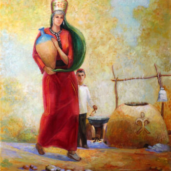 Peinture intitulée "Suwa geleydi" par Hojamuhammet Churiyev, Œuvre d'art originale, Huile
