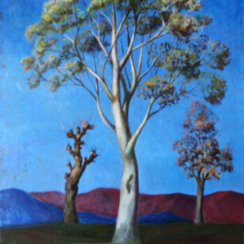 Pittura intitolato "Three trees" da Hojamuhammet Churiyev, Opera d'arte originale, Olio