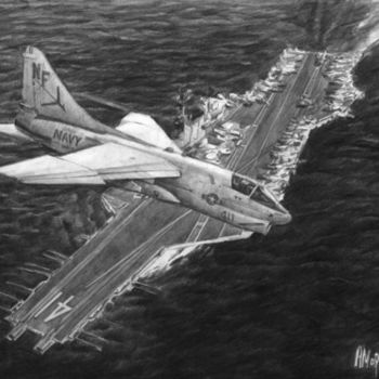 Tekening getiteld "Corsair flyby" door Andrey Marchenco, Origineel Kunstwerk