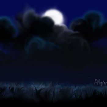 Arts numériques intitulée "Moon and foggy night" par Andrey Marchenco, Œuvre d'art originale