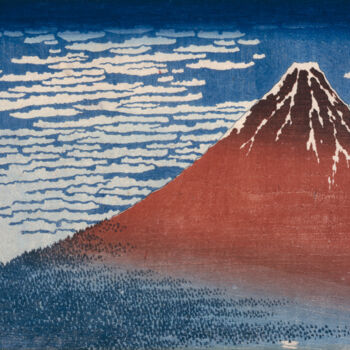 Printmaking titled "Grand vent, matin c…" by Hokusai, Original Artwork, Xylography