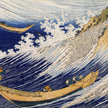 「Chôshi in Shimôsa P…」というタイトルの製版 Hokusaiによって, オリジナルのアートワーク, 木版画