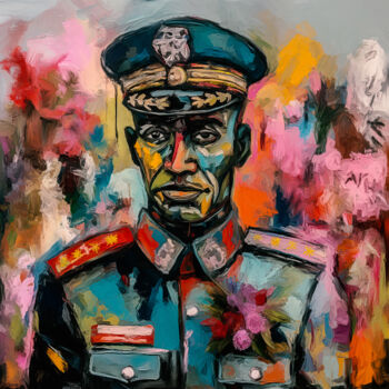 Painting titled "Black General" by Holger Mühlbauer-Gardemin, Original Artwork, Acrylic Mounted on Wood Stretcher frame