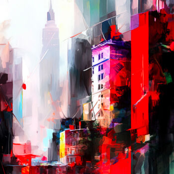 Painting titled "City Colors" by Holger Mühlbauer-Gardemin, Original Artwork, Acrylic Mounted on Wood Stretcher frame