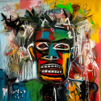 Painting titled "Like a Basquiat" by Holger Mühlbauer-Gardemin, Original Artwork, Acrylic Mounted on Wood Stretcher frame