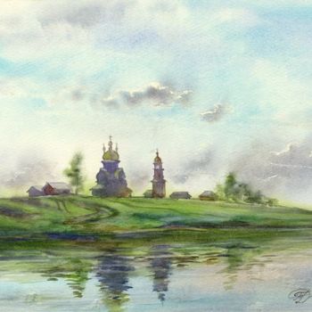 Painting titled "На Онеге-реке" by Tatiana Kholina Dzhemardian, Original Artwork, Other