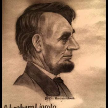 Drawing titled "AbrahamLincoln" by Homayoun Amani, Original Artwork, Pencil