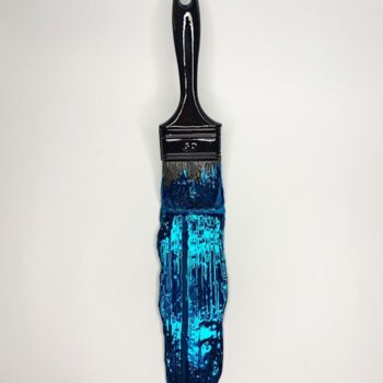 Escultura intitulada "Blue Brush" por Santicri, Obras de arte originais, Resina