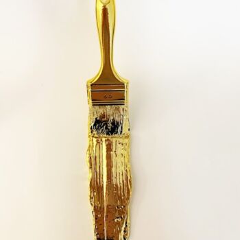 Sculpture intitulée "Gold Brush" par Santicri, Œuvre d'art originale, Résine