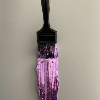 Sculpture titled "Violet Brush" by Santicri, Original Artwork, Resin Mounted on Other rigid panel