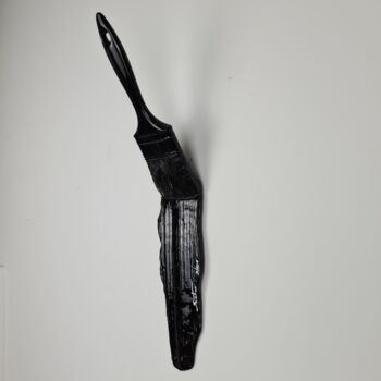 Sculpture titled "Brush Black" by Santicri, Original Artwork, Resin Mounted on Other rigid panel