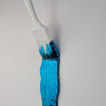 Sculpture titled "Brush Blue" by Santicri, Original Artwork, Resin Mounted on Other rigid panel