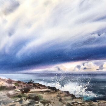 Peinture intitulée "Before the storm" par Eugenia Gorbacheva, Œuvre d'art originale, Aquarelle