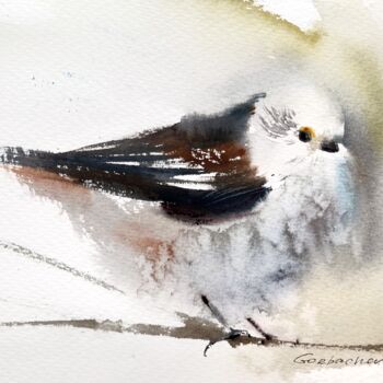 Painting titled "Bird on a branch #2" by Eugenia Gorbacheva, Original Artwork, Watercolor