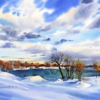 Peinture intitulée "Winter day" par Eugenia Gorbacheva, Œuvre d'art originale, Aquarelle
