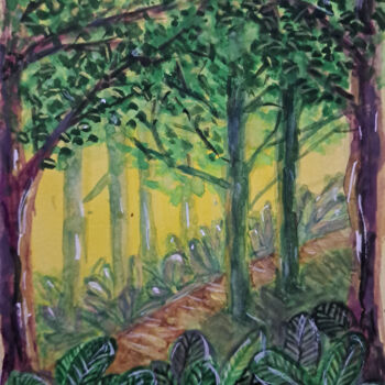 Peinture intitulée "Deep woods" par Homely Art, Œuvre d'art originale, Aquarelle