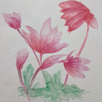 Peinture intitulée "Lilies" par Homely Art, Œuvre d'art originale, Aquarelle