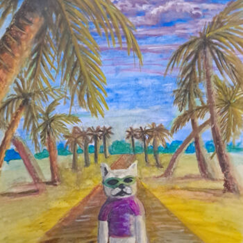 Painting titled "Down lane" by Homely Art, Original Artwork, Gouache