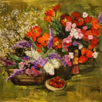 Pittura intitolato "Wild flowers" da Hong Diep Loi, Opera d'arte originale, Gouache