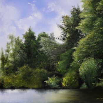 Peinture intitulée ""Printemps au lac I…" par Hongie, Œuvre d'art originale, Acrylique