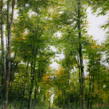 Peinture intitulée ""Verte-promenade"…" par Hongie, Œuvre d'art originale, Acrylique Monté sur Châssis en bois