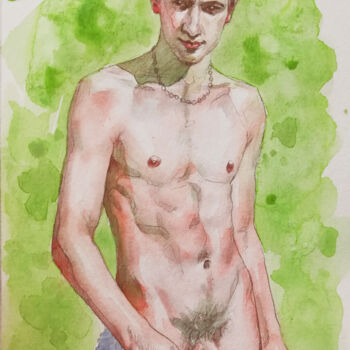 Watercolour painting young man  #17822