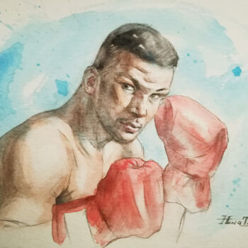 Pintura titulada "Watercolor-Boxing c…" por Hongtao Huang, Obra de arte original, Acuarela