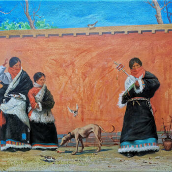 Malerei mit dem Titel "OIL PAINTING -Ethni…" von Hongtao Huang, Original-Kunstwerk, Öl