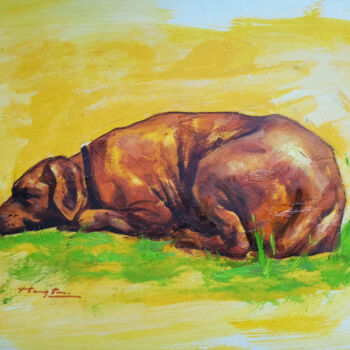 "My dear dog" başlıklı Tablo Hongtao Huang tarafından, Orijinal sanat, Petrol