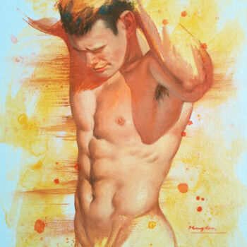 Painting titled "The pose of the mod…" by Hongtao Huang, Original Artwork, Oil