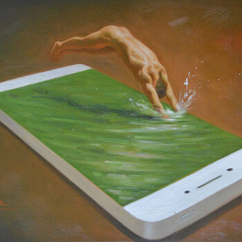 Картина под названием "OIL PAINTING MAN  A…" - Hongtao Huang, Подлинное произведение искусства, Масло