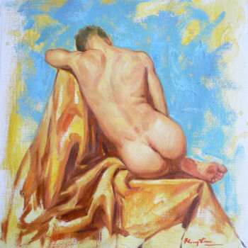 Malerei mit dem Titel "oil painting  man#8…" von Hongtao Huang, Original-Kunstwerk, Öl