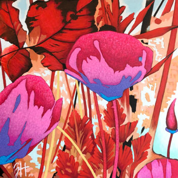 Malarstwo zatytułowany „wild flowers” autorstwa Hongz Neher, Oryginalna praca, Akryl Zamontowany na Drewniana rama noszy