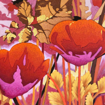 Картина под названием "Flowers" - Hongz Neher, Подлинное произведение искусства, Акрил Установлен на Деревянная рама для нос…
