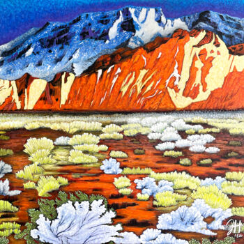 "Desert Mountain" başlıklı Tablo Hongz Neher tarafından, Orijinal sanat, Akrilik Ahşap Sedye çerçevesi üzerine monte edilmiş