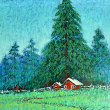 Pintura intitulada "Farmhouse" por Hongz Neher, Obras de arte originais, Acrílico