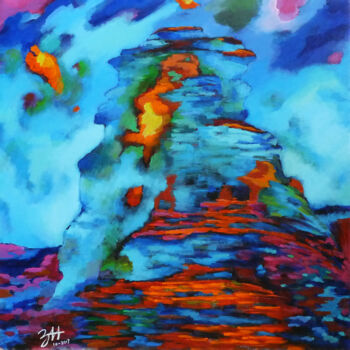 Painting titled "Sedona View-S" by Hongz Neher, Original Artwork, Acrylic Mounted on Wood Stretcher frame