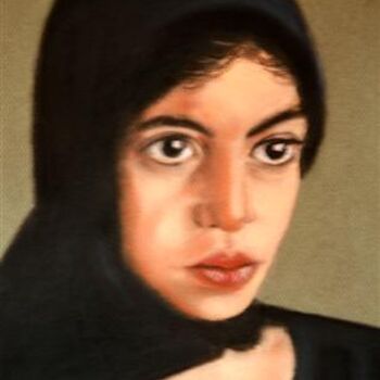 Malerei mit dem Titel "écolière (Afghanist…" von Queau, Original-Kunstwerk